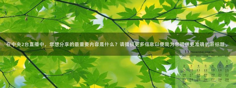 雨燕360体育直播在线观看：在中央2台直播中，您想分享的最重要内容是什么？请提供更多信息以便我为您提供更准确的新标题。